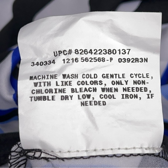 Small AB Studio Blue White Black Dot Print Dress Stretch Event Party Long Sleeve - Picture 15 of 16